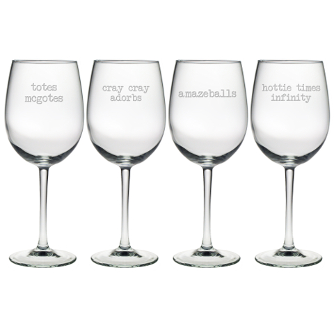 Girl Talk Stemmed Wine Glasses (set of 4)