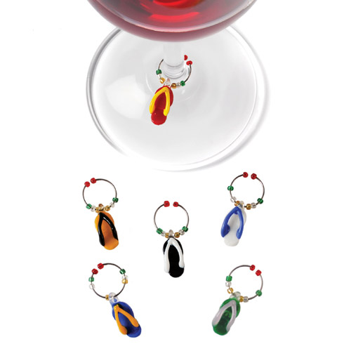 Glass Flip Flop Wine Charms