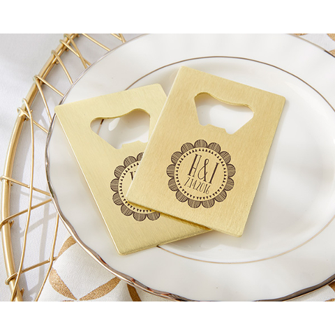 Personalized Medallion Wedding Credit Card Bottle Openers (set of 36)
