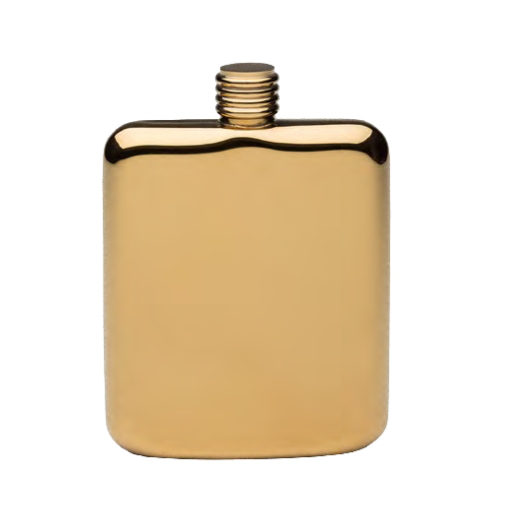 Gold Plated Sleekline Pocket Flask, 6 oz.