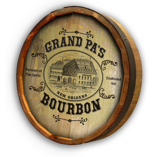 Personalized Grandpa's Bourbon Quarter Barrel Sign
