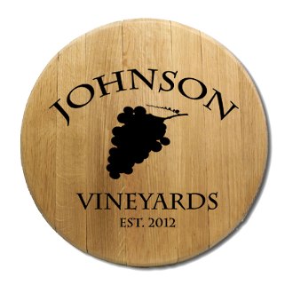 Wine Grapes Barrel Head Sign