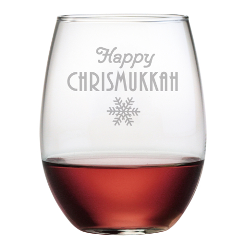 Happy Chrismukkah Stemless Wine Glasses (set of 4)