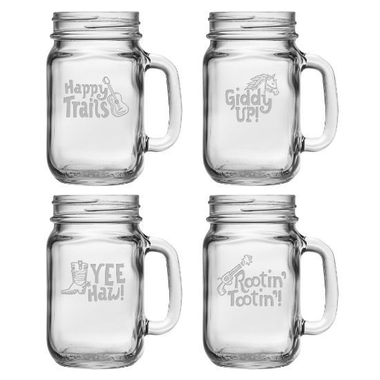 Happy Trails Handled Mason Jar Glasses (set of 4)