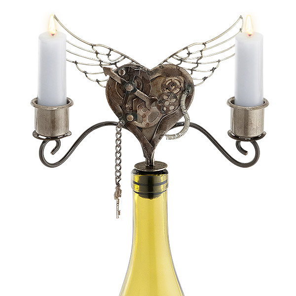 Heart Taper Wine Bottle Candelabra