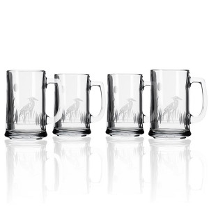 Etched Heron Beer Mugs (set of 4)