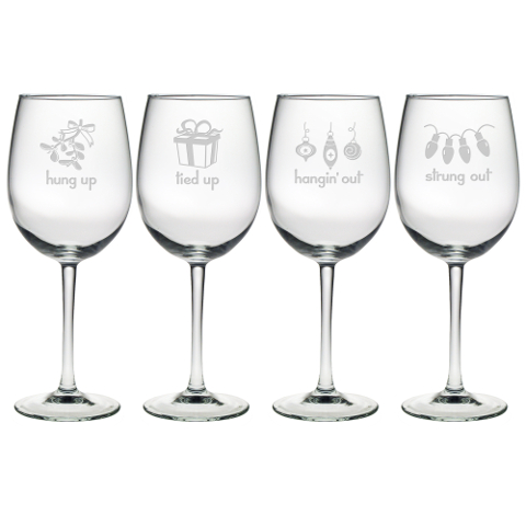 Holiday Hang Ups Stemmed Wine Glasses (set of 4)