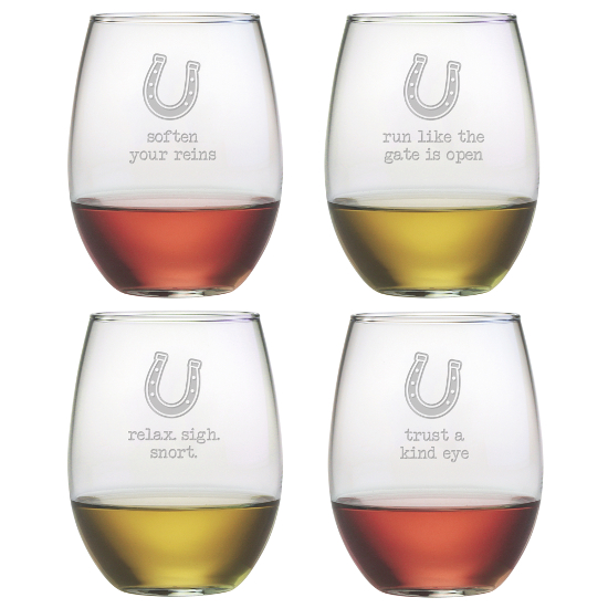 Horse Wisdom Stemless Wine Glasses (set of 4)