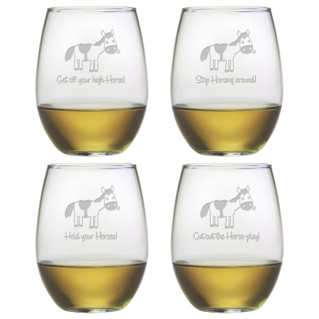 Horseplay Stemless Wine Glasses (set of 4)