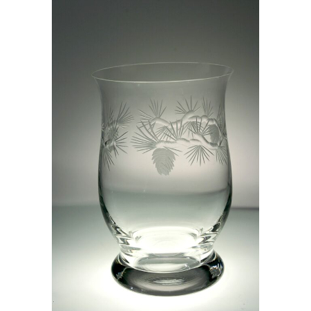 Icy Pine Etched Hurricane Candle Holder