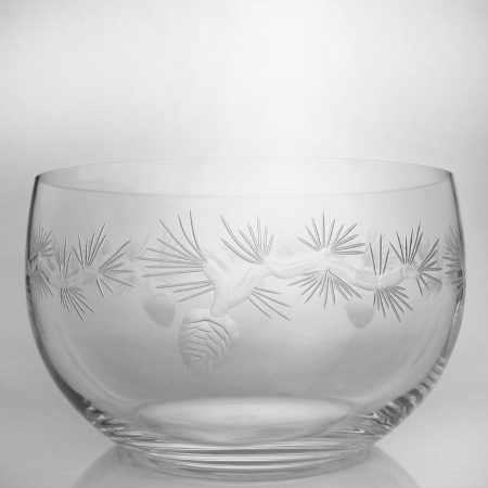 Etched Icy Pine Small Glass Bowl (set of 4)