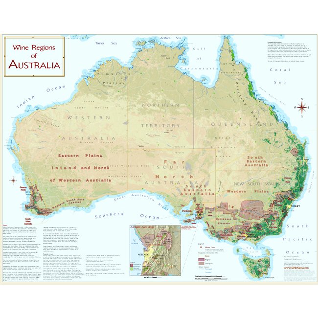Wine Regions of Australia Map on Canvas