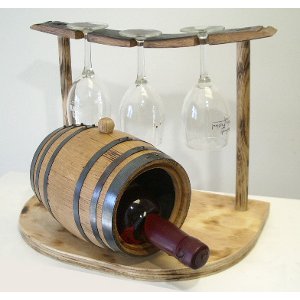 Wine Barrel Wine Holder & Glassware Rack