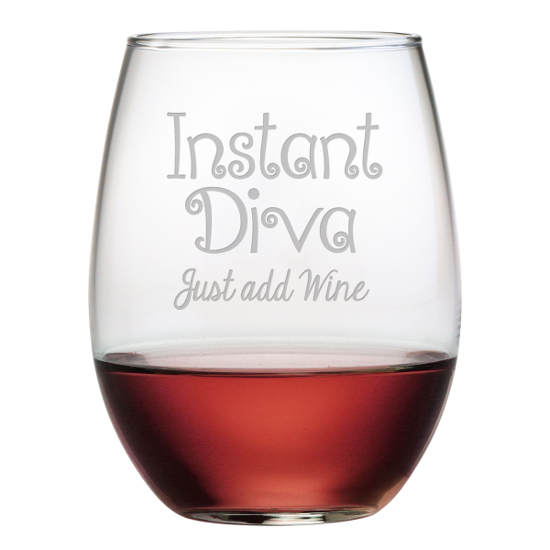 Instant Diva Stemless Wine Glasses (set of 4)