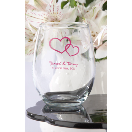 Personalized Wedding Favor Stemless Wine Glasses (set of 36)