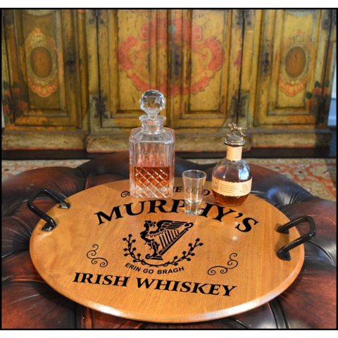 Personalized Irish Harp American Oak Serving Tray