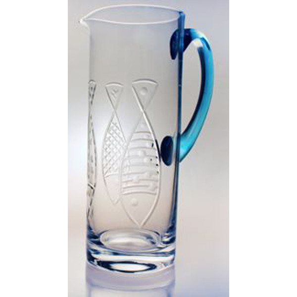 Kipper Etched Glass Pitcher