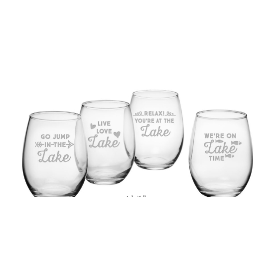 Lake Talk Stemless Wine Glasses (set of 4)