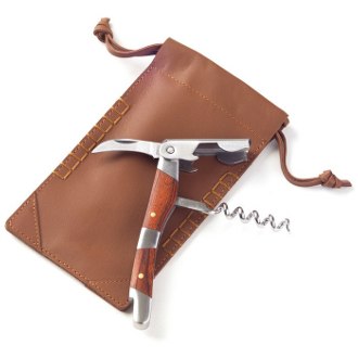 Corkscrew with Bridle Tan Leather Pouch