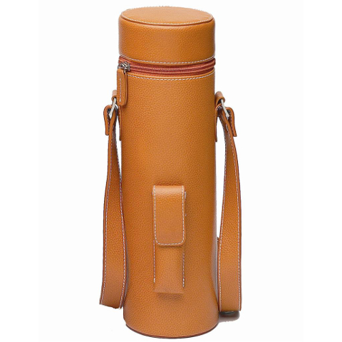 Genuine Leather Single Bottle Tote, Brown