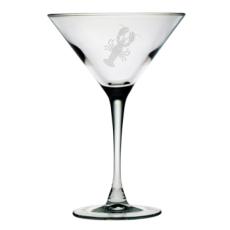 Lobster Etched Martini Glass Set