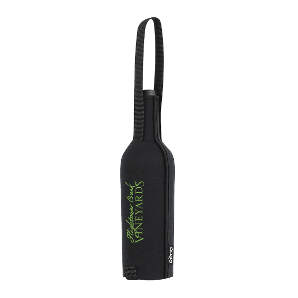 Neoprene Insulating Wine Bottle Slip with Company Logo -  Black (Set of 36)