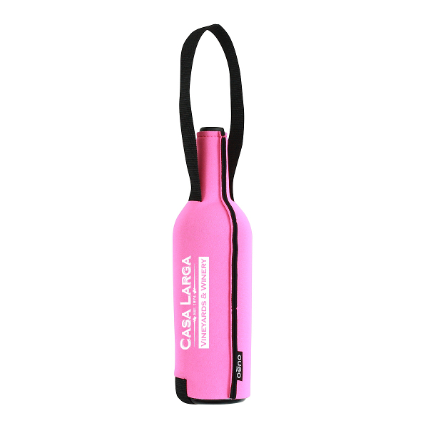 Neoprene Insulating Wine Bottle Slip with Company Logo - Pink (Set of 36)