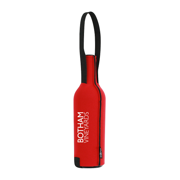 Neoprene Insulating Wine Bottle Slip with Company Logo - Red (Set of 36)
