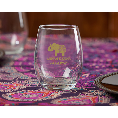 Personalized Lucky Elephant Stemless Wine Tumbler Wedding Favors (set of 36)