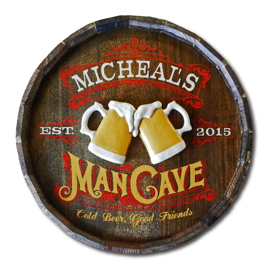 Man Cave Personalized Quarter Barrel Sign