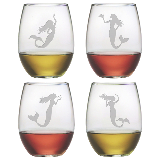 Mermaids Stemless Wine Glasses (set of 4)