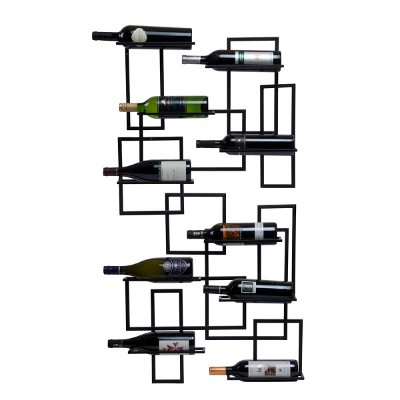 Mid Century Wall Mount 10 Bottle Wine Rack