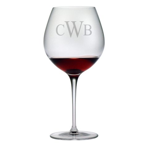 Monogrammed Stemmed Burgundy Glasses (set of 4)