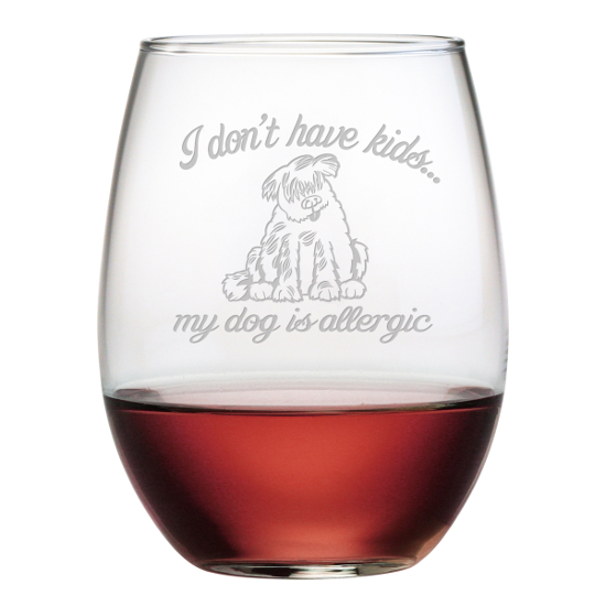 Dog Is Allergic Stemless Wine Glasses (set of 4)