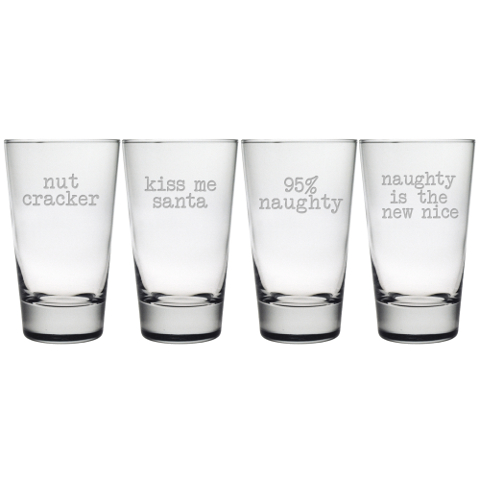 Naughty Christmas Highball Glasses (set of 4)