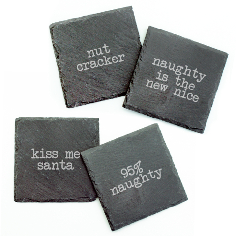 Naughty Christmas Slate Coasters (set of 4)