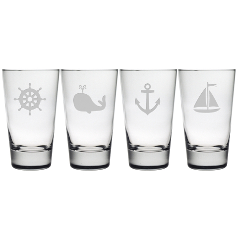 Nautical Icons Highball Glasses (set of 4)