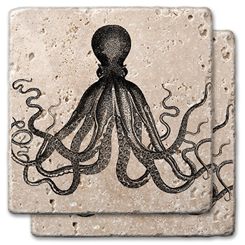Octopus Stone Drink Coasters (set of 2)