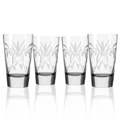 Etched Olive Branch Cooler Glasses (set of 4)