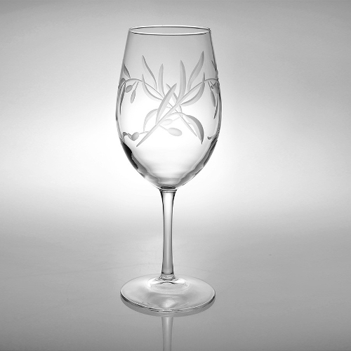 Etched Olive Branch All Purpose Wine Glasses (set of 4)