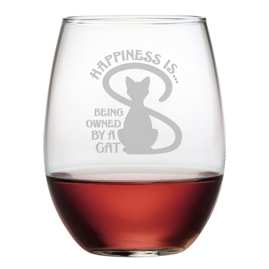 Owned By A Cat Stemless Wine Glasses (set of 4)