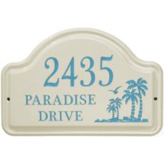 Palm Tree Ceramic Arched Address Plaque