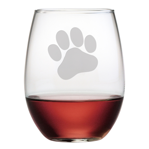 Paw Print Stemless Wine Glasses (set of 4)