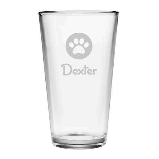 Personalized Paw Print Pint Glasses (set of 4)