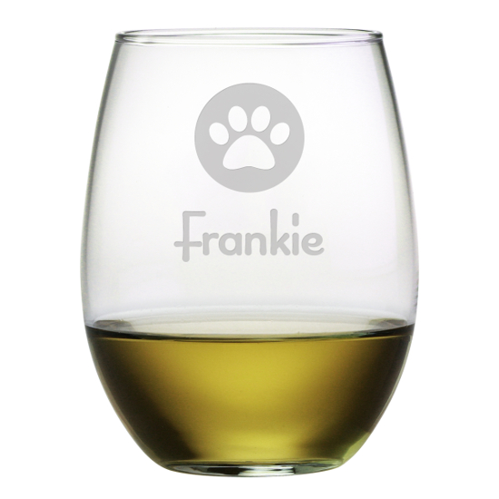 Personalized Paw Print Stemless Wine Glasses (set of 4)