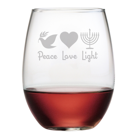 Peace Love Light Stemless Wine Glasses (set of 4)