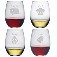 Pet Names Stemless Wine Glass Set