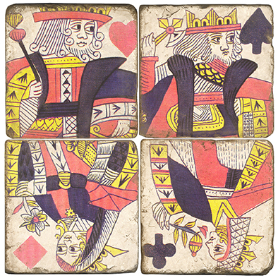 Italian Marble Playing Cards Coasters (set of 4)