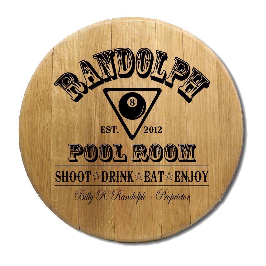 Pool Room Barrel Head Sign
