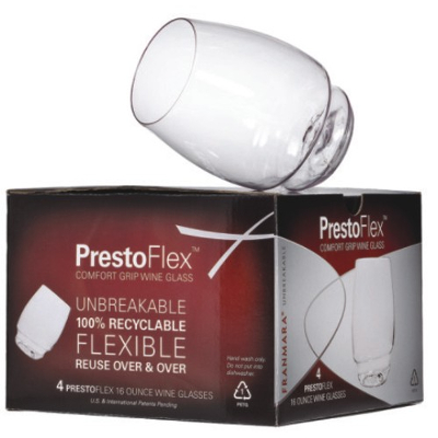 PrestoFlex Stemless, Unbreakable Wine Glass, Set of 4
